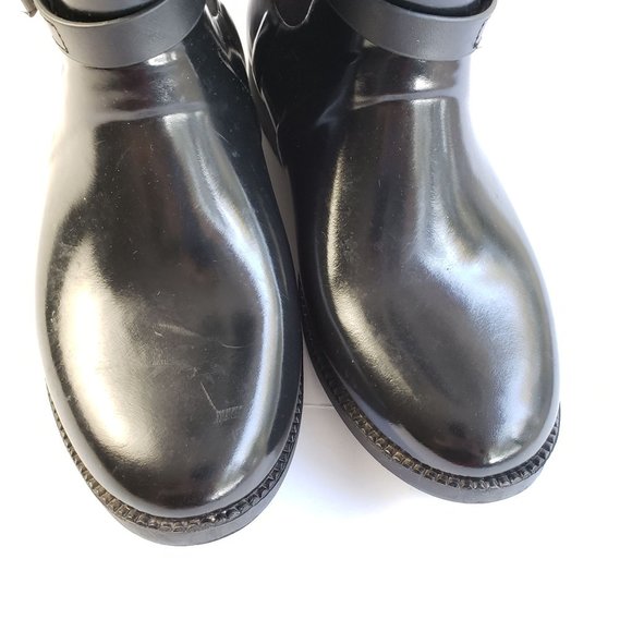 Michael Kors Black Rubber Tall Rain Boots Pull On Logo Charm Detail - Picture 3 of 15
